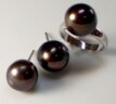black south sea pearls ring and earrings set