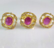 Dark Pink Ruby stones ring and earings set